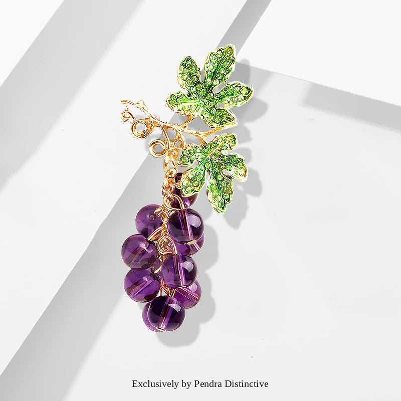 PENDRA Vinetta Glass Bead Grape Brooch