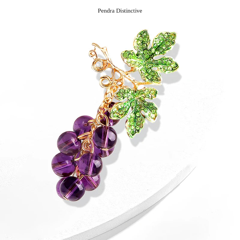 PENDRA Vinetta Glass Bead Grape Brooch