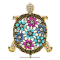 PENDRA Vintage Big Turtle Rhinestone Brooch