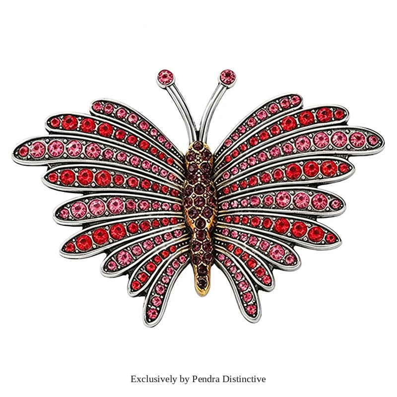 PENDRA Vintage Butterfly Rhinestone Brooch