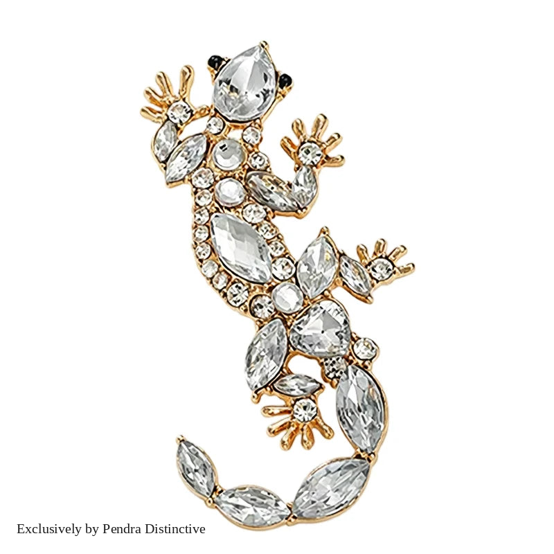 PENDRA Vintage Gecko Rhinestone Brooch
