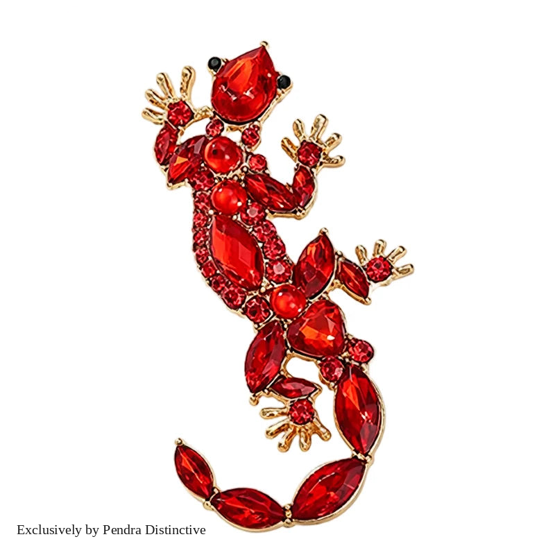 PENDRA Vintage Gecko Rhinestone Brooch