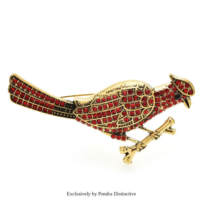 PENDRA Vintage Red Bird Brooch