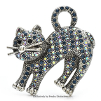 PENDRA Vintage Rhinestone Cat Brooch