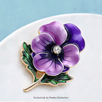 PENDRA Viola February Birthday Enamel Pansy Brooch