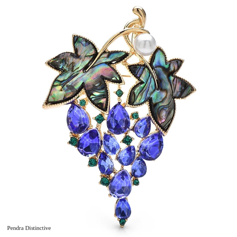 PENDRA Violetta Purple Rhinestone Grape Brooch
