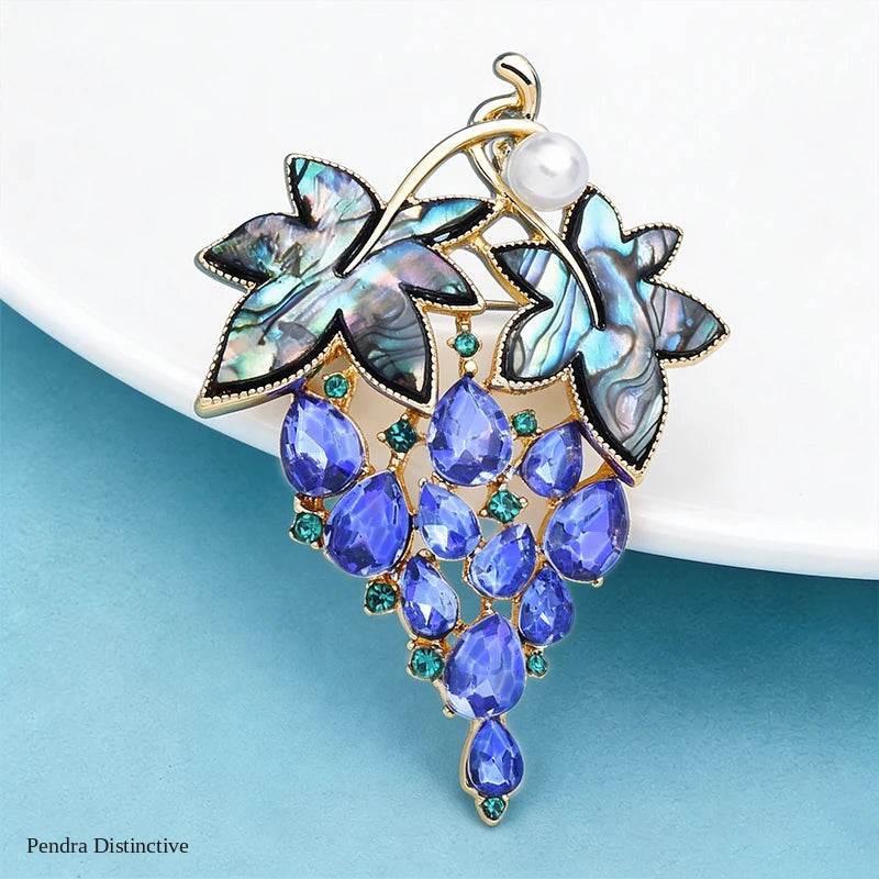PENDRA Violetta Purple Rhinestone Grape Brooch