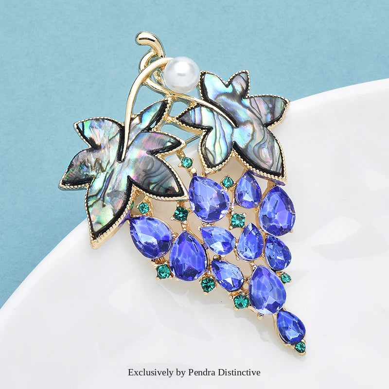 PENDRA Violetta Purple Rhinestone Grape Brooch
