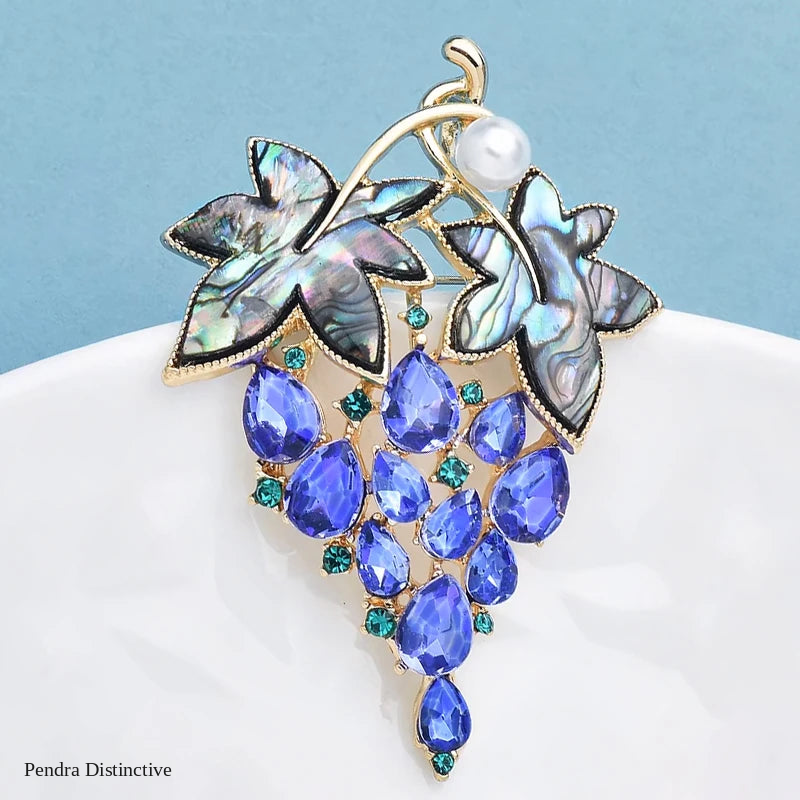 PENDRA Violetta Purple Rhinestone Grape Brooch