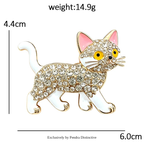 PENDRA Walking Kitty Enamel Rhinestone Cat Brooch