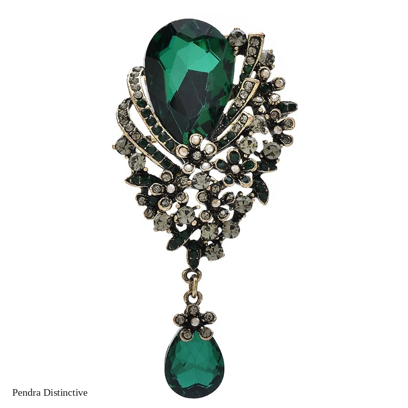 PENDRA Waterdrop Crystal Flower Brooch