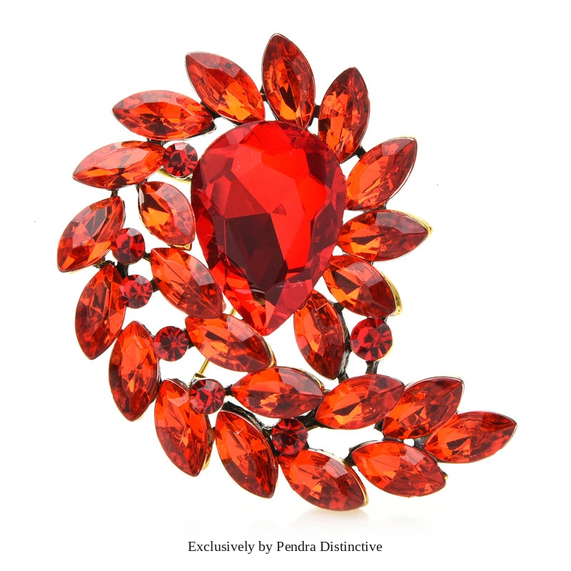 PENDRA Waterdrop Royale Crystal Flower Brooch
