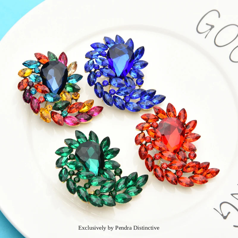 PENDRA Waterdrop Royale Crystal Flower Brooch