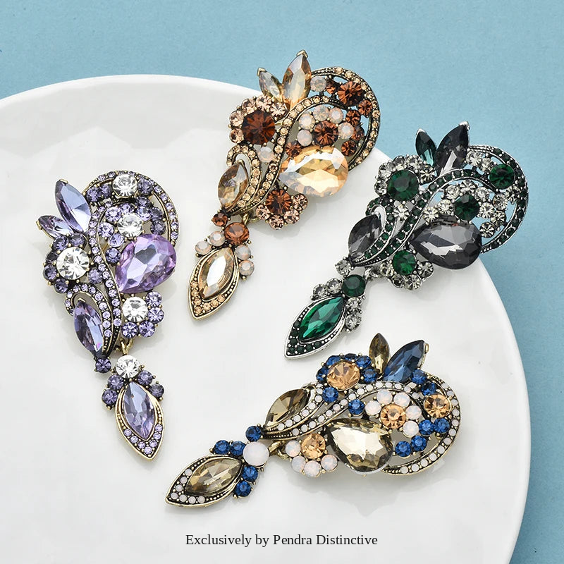 PENDRA Waterdrop Royale Palace Crystal Flower Brooch