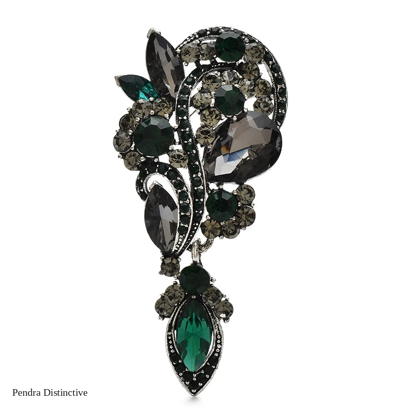 PENDRA Waterdrop Royale Palace Crystal Flower Brooch