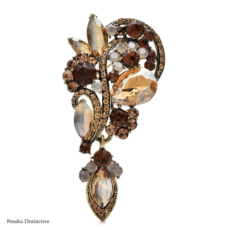 PENDRA Waterdrop Royale Palace Crystal Flower Brooch