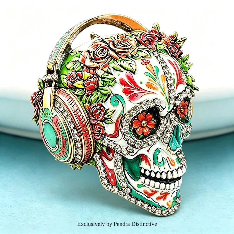 PENDRA Wear Headphone Skull Brooch