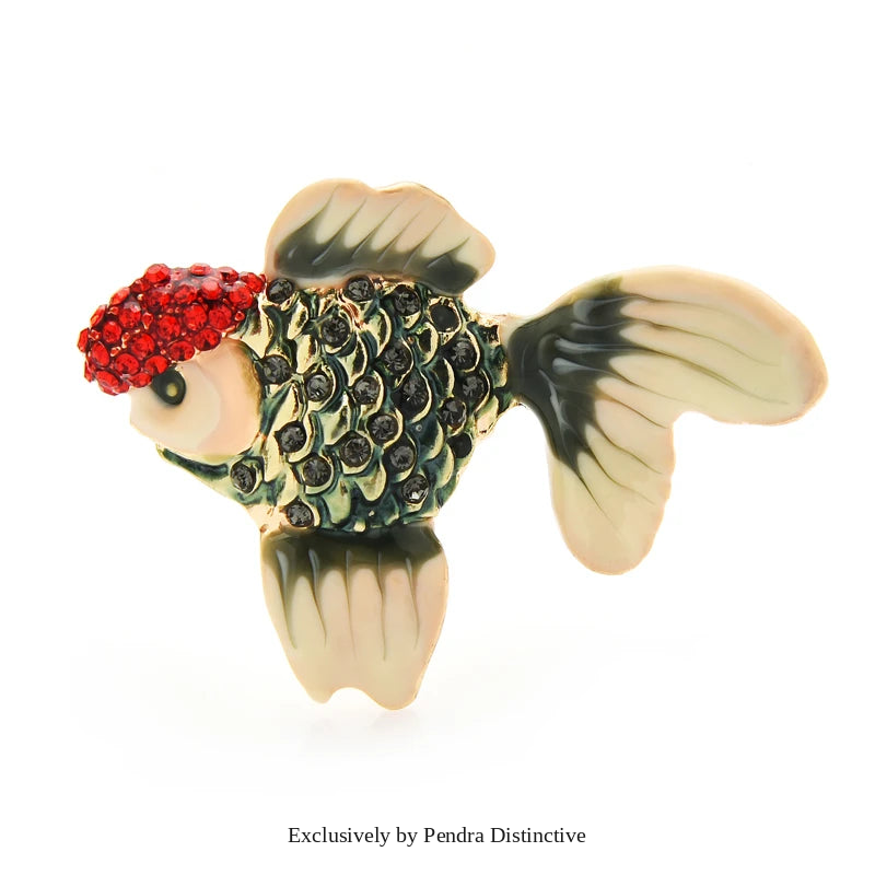 PENDRA Wear Red Hat Goldfish Brooch
