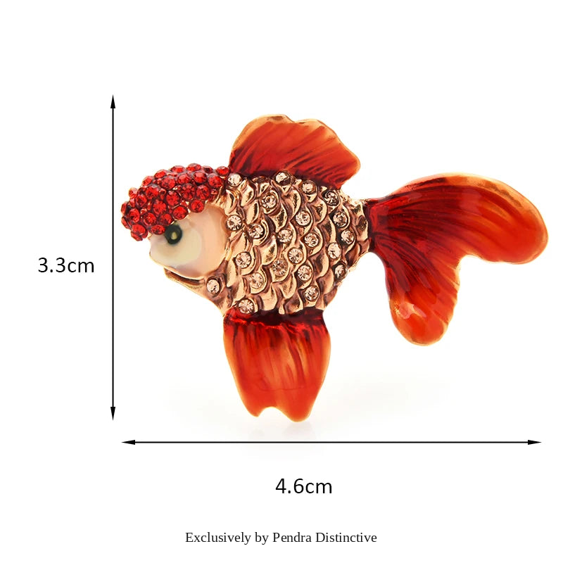 PENDRA Wear Red Hat Goldfish Brooch