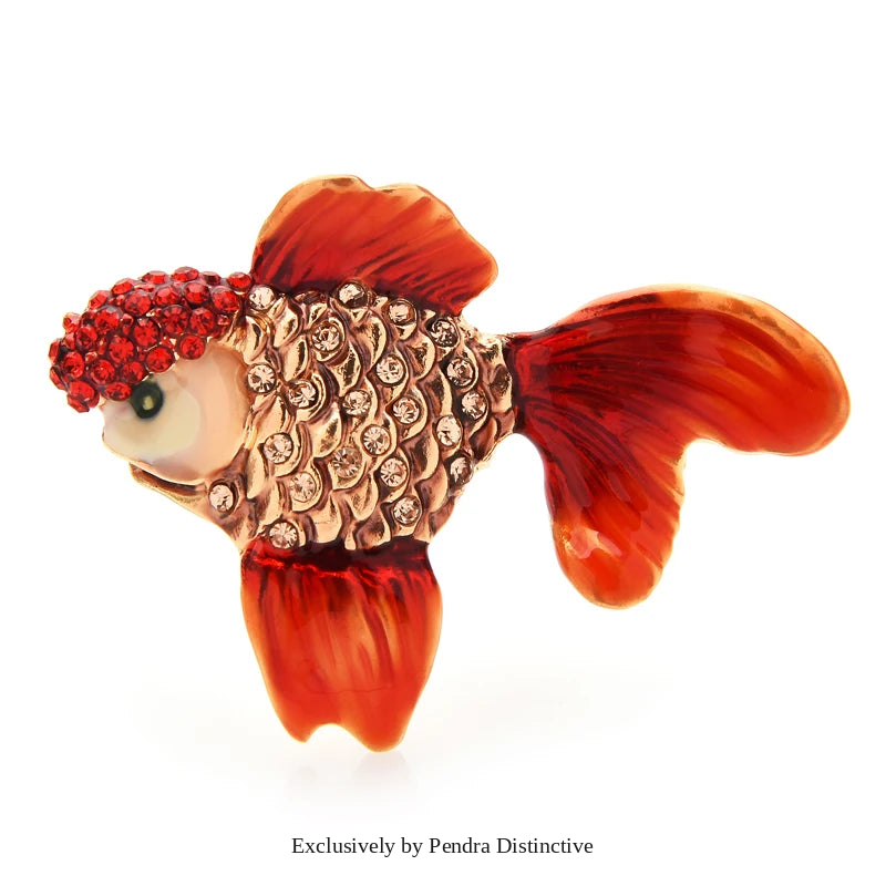 PENDRA Wear Red Hat Goldfish Brooch
