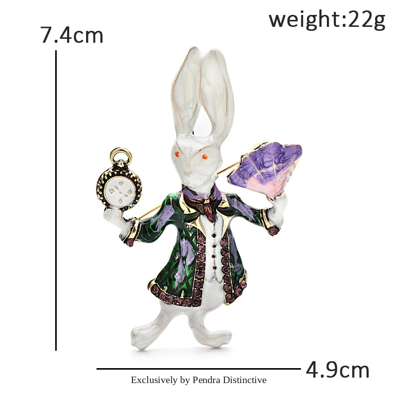 PENDRA Whimsy Enamel Rabbit Brooch