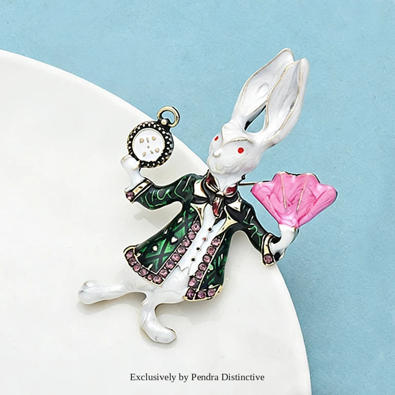 PENDRA Whimsy Enamel Rabbit Brooch