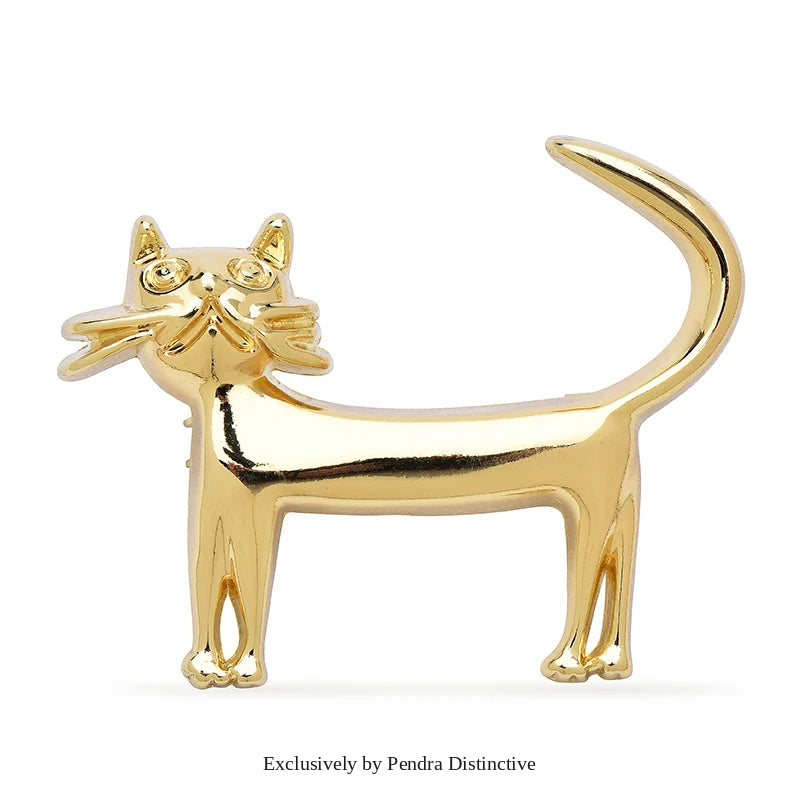 PENDRA Whisker Enamel Cat Brooch