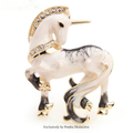 PENDRA White Miracle Lucky Horse Enamel Brooch