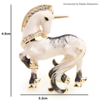 PENDRA White Miracle Lucky Horse Enamel Brooch