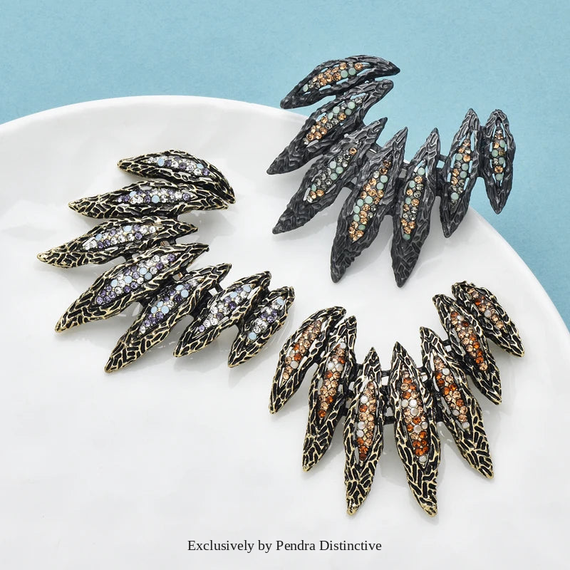 PENDRA Wingara 3-Color Vintage Rhinestone Wings Brooch
