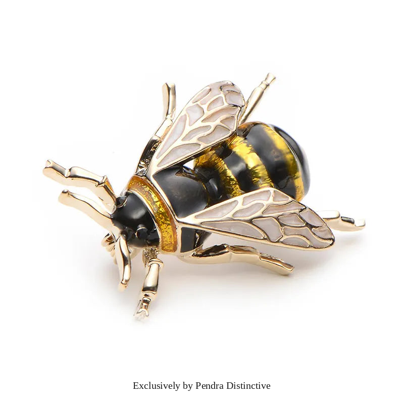 PENDRA Winged Wasp Enamel Insect Brooch