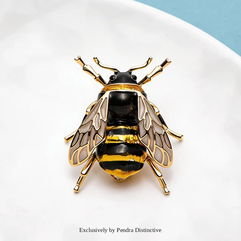 PENDRA Winged Wasp Enamel Insect Brooch