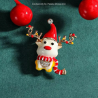 PENDRA Winterfawn Enamel Christmas Deer Brooch