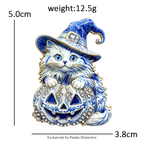 PENDRA Witch-Hat Pumpkin Cat Brooch