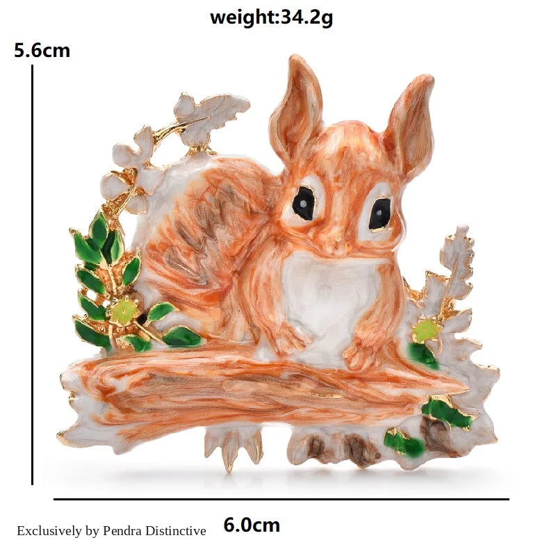 PENDRA Woodland Enamel Squirrel Brooch