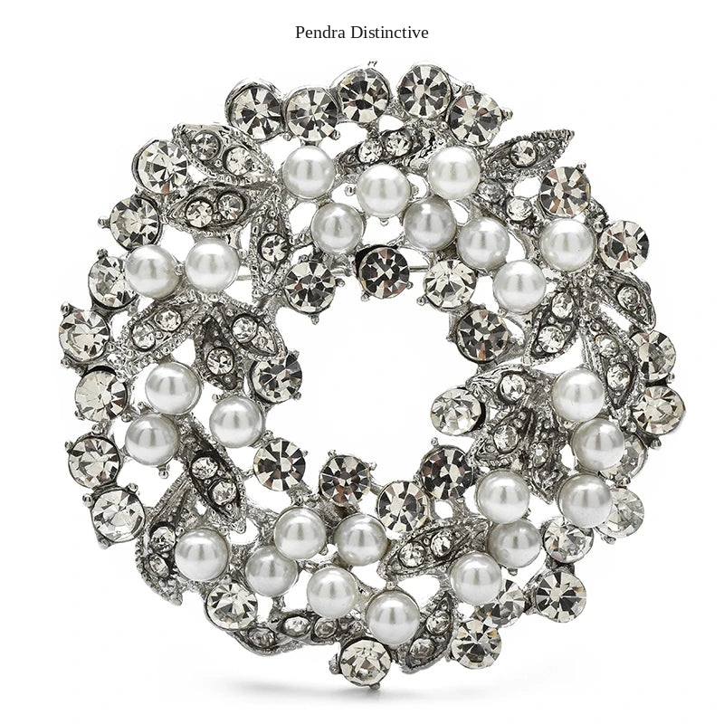 PENDRA Wreathfleur Elegant Pearl Flower Wreath Brooch