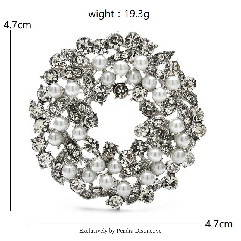 PENDRA Wreathfleur Elegant Pearl Flower Wreath Brooch
