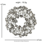 PENDRA Wreathfleur Elegant Pearl Flower Wreath Brooch