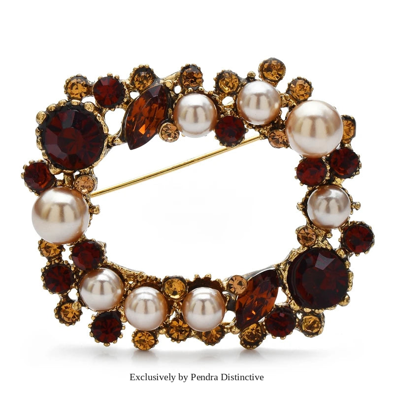 PENDRA Wreathgeome Pearl Geometric Wreath Brooch