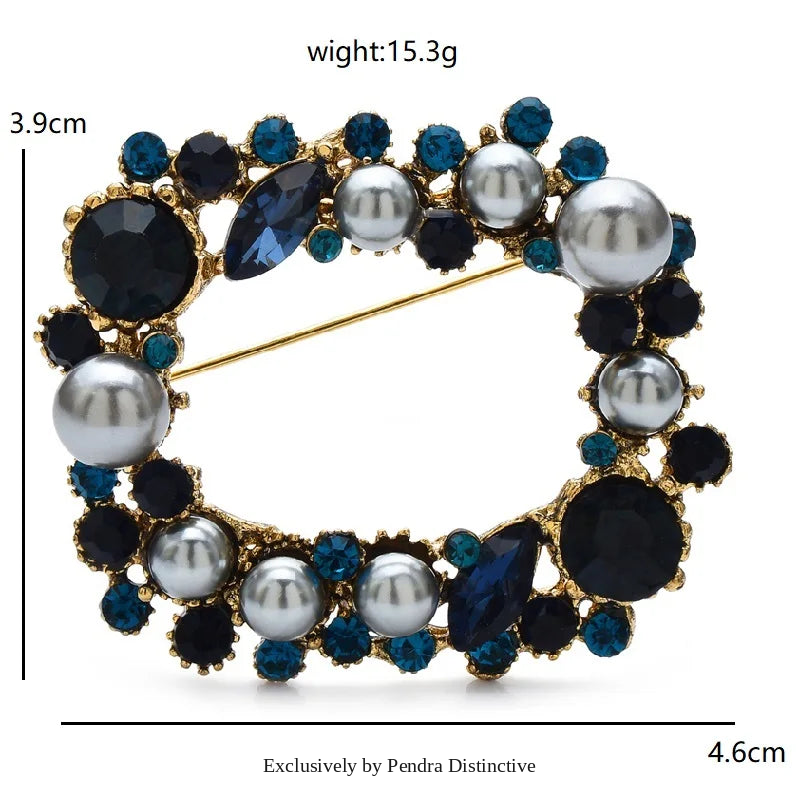 PENDRA Wreathgeome Pearl Geometric Wreath Brooch