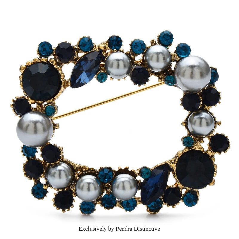 PENDRA Wreathgeome Pearl Geometric Wreath Brooch