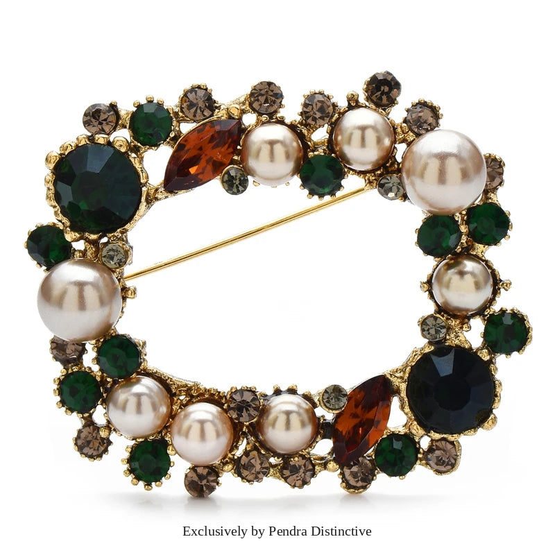 PENDRA Wreathgeome Pearl Geometric Wreath Brooch