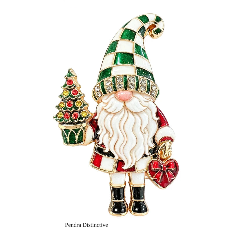 PENDRA Enamel Christmas Father Brooch