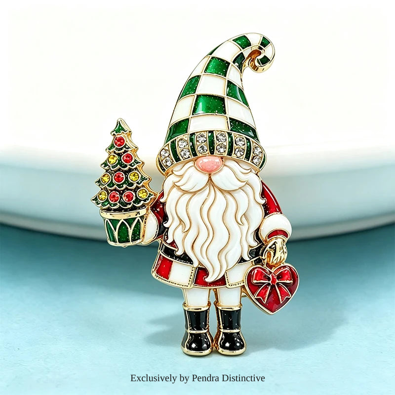 PENDRA Enamel Christmas Father Brooch