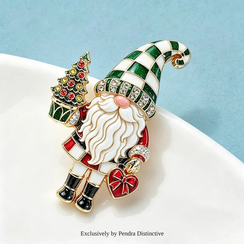 PENDRA Enamel Christmas Father Brooch