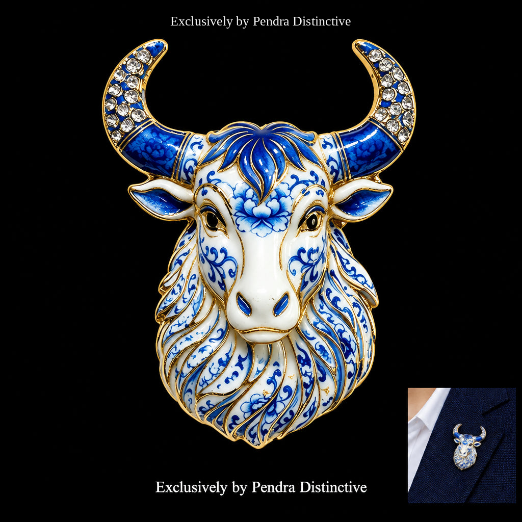 PENDRA Zodiac Porcelain Animal Brooch