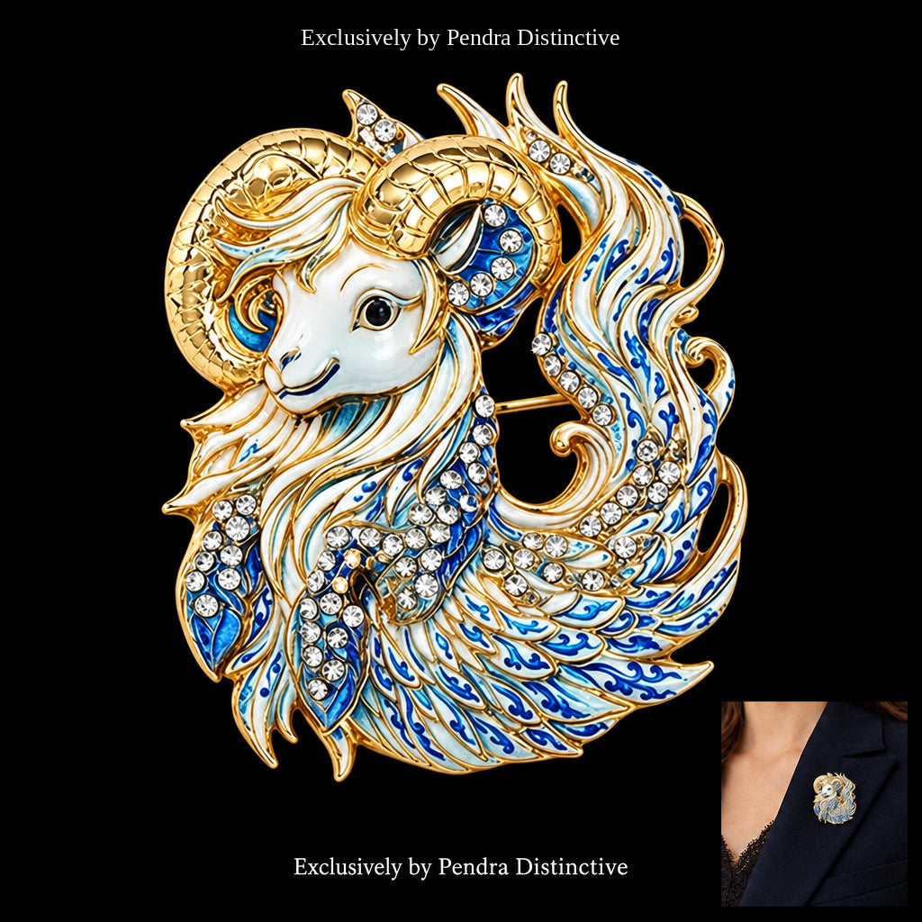 PENDRA Zodiac Porcelain Animal Brooch