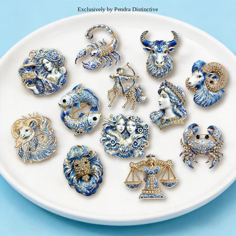 PENDRA Zodiac Porcelain Animal Brooch