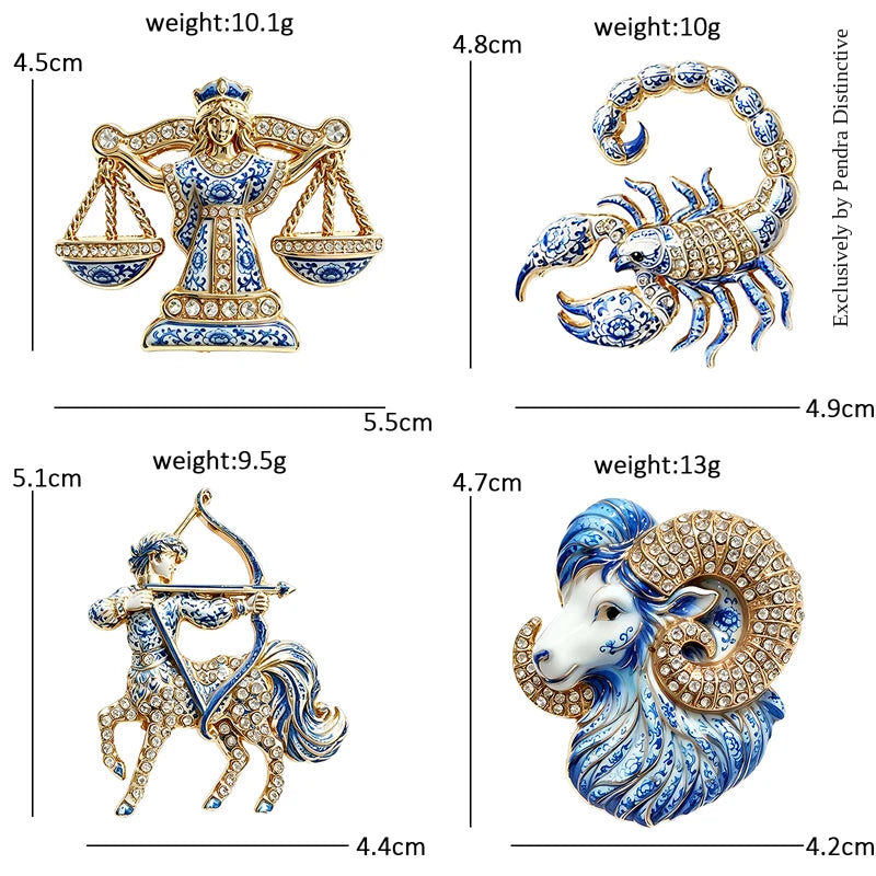 PENDRA Zodiac Porcelain Animal Brooch
