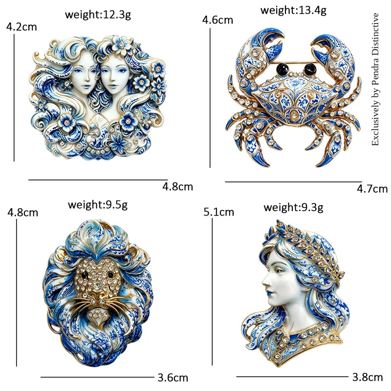 PENDRA Zodiac Porcelain Animal Brooch